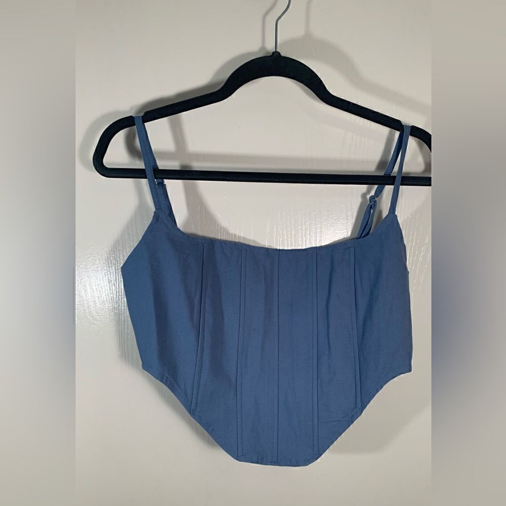Bobbles & lace blue crop top size Large